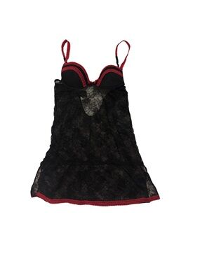 Black & Red Lace Chemise Nightdress - Unbranded